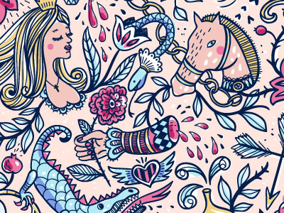 Medieval Pattern digital drawing graphic illustration vector vector graphic