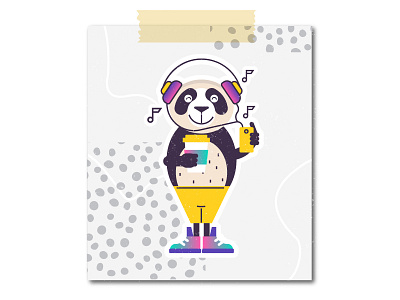 Panda sticker 03 character music panda sticker