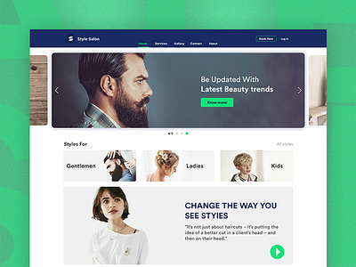 Salon Reservation Site concept landing page minimal modern salon ui ux web