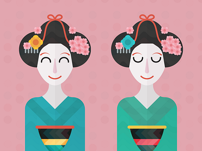 Geishas cute geisha illustration japan vector
