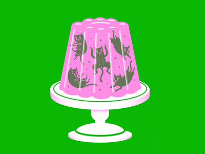 Jelly cats cats dessert illustration jelly print risograph