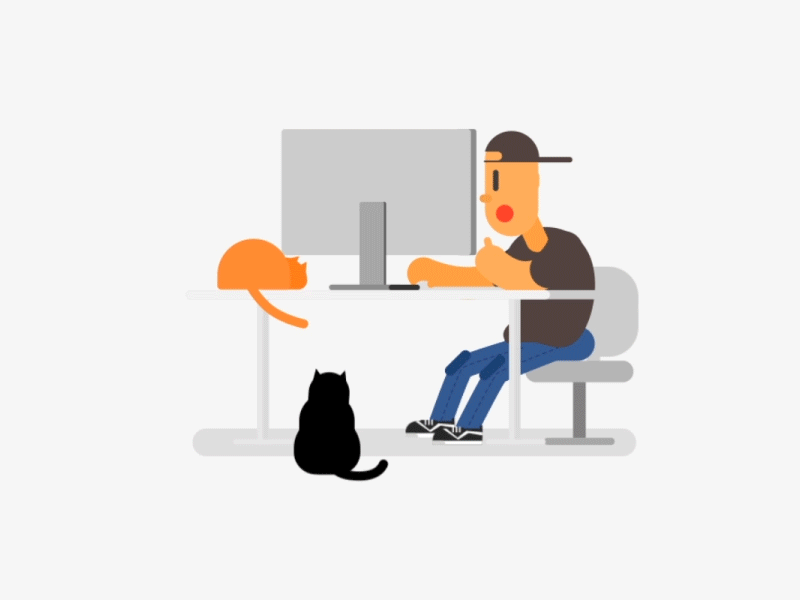 Looking for a job 2d cat crazy design motion