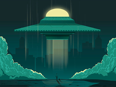 Abduction abduction flat illustration ovni ufo vector