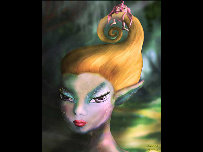 Elf in woods digital painting fairy fantasy illustration