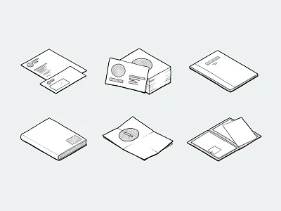 Stationery Icons/Illustrations business cards coporate flyer folder icon illustration letter notebook notepaper