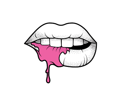 Lips art bite design drip illustration lip paint sexy vector