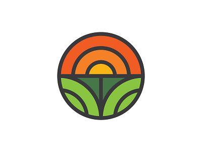 Prairie Sunrise circle icon lines logo