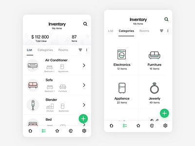 Home Inventory app home illustrations interaction ios mobile pastel sketch