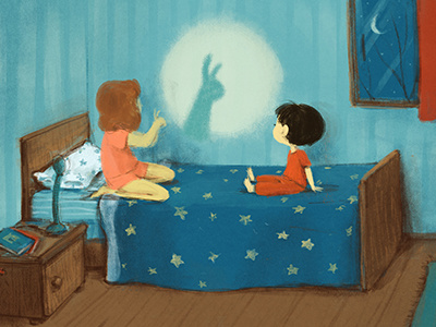 Bunny Silhouette bunny children illustration night siblings silhouette