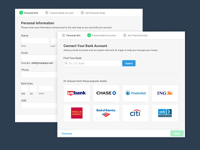 Personal Finance Application On-boarding application finance form wizard