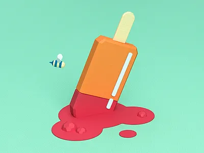Oh shit!! 3d bee bubbles color colors dessert flavor flavors ice cream illustration jolly lollipop melted paper popsicle stick sweet vibes