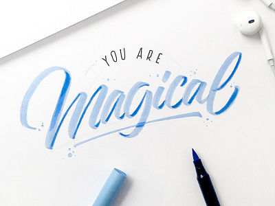 Magical brushpen colors handlettering handmade lettering watercolor