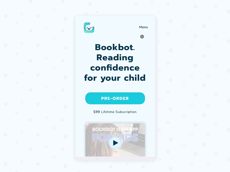 Bookbot | Landing Page Mobile character landing page mobile responsive ui web