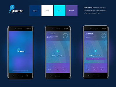 Groomsh Bot - Storm Radar alert app bot colors design facebook messenger mobile radar storm ui weather