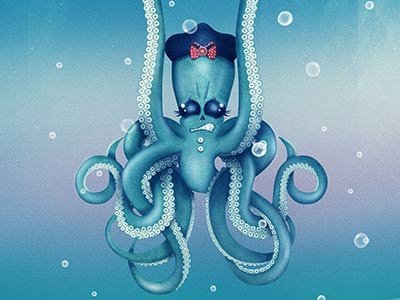 Octopus Dilemma bubble fish funny humour illustration ocean octopus pastel pirate tentacle tentacles underwater