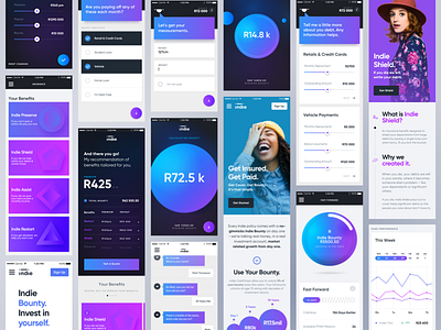 Indie Insurance app design gradient insurance interface mobile responsive ui ux web