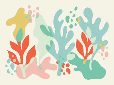 Seas bubbles illustration mid mod ocean plants sea simple water