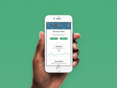 Opera VPN: Version 1 app design homescreen launched mobile design ui