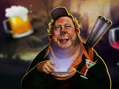 Forest beer character drink game hunter illustration martini wine