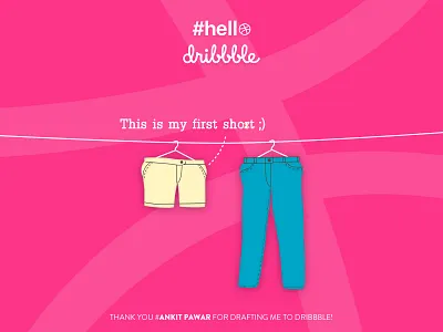 Hey, Dribbble! creative debut dribbble first shot funny hello illustration invites sketch welcome shot