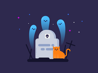 The ghost cat ghost illustration sketch tomb