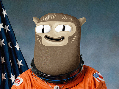 Pilot Get Outtahere reports from space ape astronaut character collage design illustration mixed media monster portrait space usa