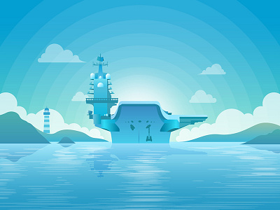 Aircraft carrier illustration，