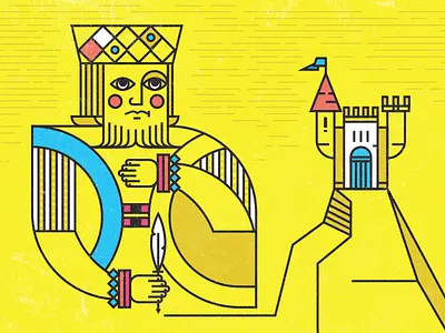 Content Is King card castle crown illustration king monoline quill
