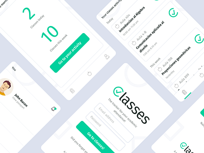 Design Concept - Classes app class interface light mobile screens