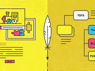 Content And IA content feather ia illustration puzzle quill train