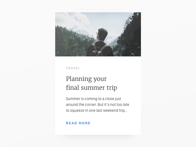 Article Card - Hover Interaction animation article card component concept dailyui gif hover interaction type ui ux web
