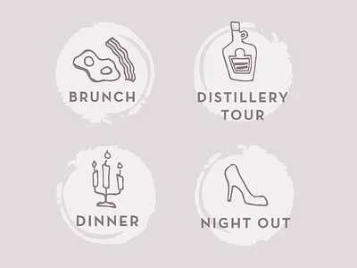 Bachelorette Party Illustrations brunch dance day dinner distillery tour drawing high heel icon line party plan shoe