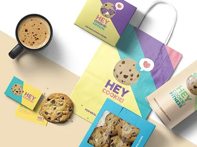 Hey Cookie Brand 01 branding cookie cute design flat food graphic design illustration logo packaging