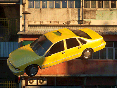 China Town blob c4d car cinema 4d city gif octane render taxi yellow