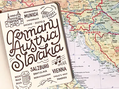 Germany, Austria & Slovakia europe hand lettering illustration lettering summer travel