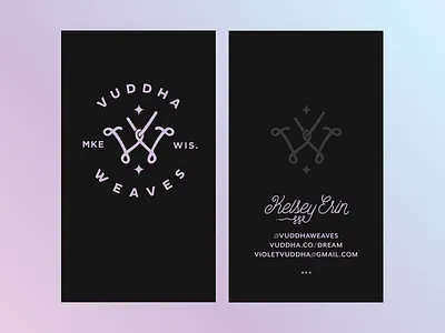Vuddha Weaves Business Cards badge business cards foil gradient lettering letterpress logo mockup monogram stamp type