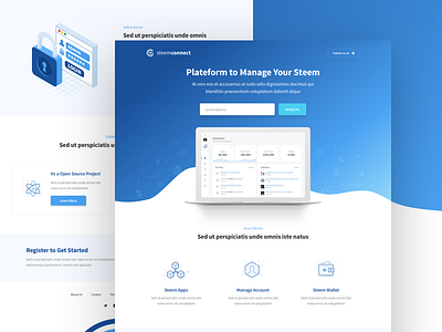 SteemConnect 2.0: Easy, Fast, Efficient Access to Blockchain bitcoin homepage icons illustrations interface landing page ui ux webdesign wesite