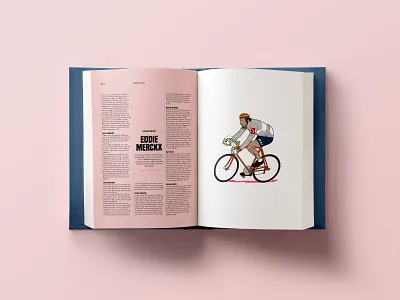 Eddie Merckx layout book illustration layout magazine spread