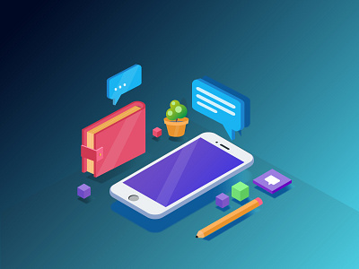 Isometric Illustration 1 blue colours gradient illustration isometric ui vector website