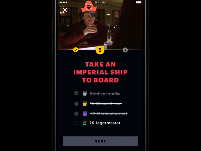 Booze game bar drink interface mobile ui ux video