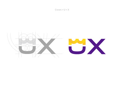 Crownux Logo brand branding crown icon identity lines logo ux vector