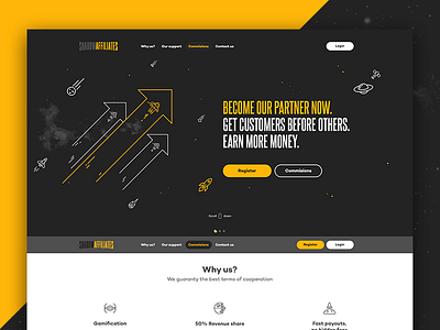 Out of Space affiliates button header icons landing menu page partner space website