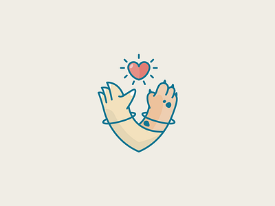 Friendship Badge animal badge dog friendship hand heart human illustration life paw people vector