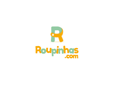 Roupinhas Logo brand children clothes cute fun green happy kids logo r sweet yellow