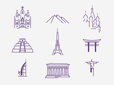 Study Abroad iconography icons study abroad travel travel landmarks vector