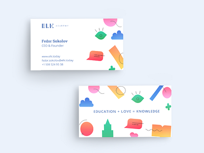 ELK card academy businesscard card elk english knowledge love school