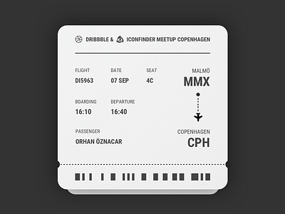 Dribbble & Iconfinder Meetup Copenhagen boarding pass copenhagen dribbble iconfinder malmö meetup plane tickets travel ui