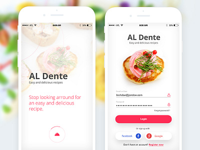 Al Dente Cooking App - Concept wip android app clean concept cooking food interface ios mobile phone recipe ui