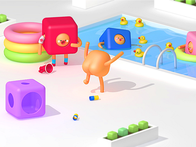 Crazy Ass 3d ass c4d crazy flat gradient graphic illustration pool sexy sswimming ui
