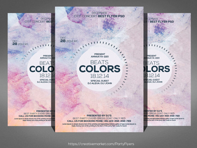 Color Beats Flyer Templates by Designhub for Aliseemianum on Dribbble